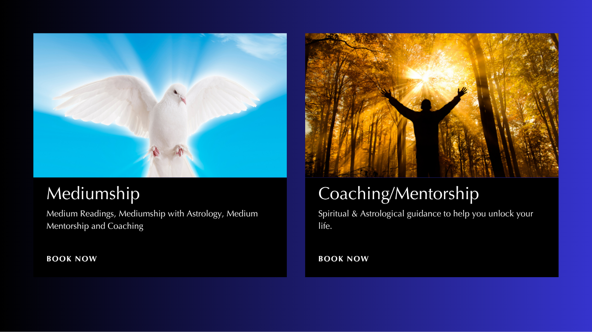 Service tiles for mediumship readings and coaching mentorship